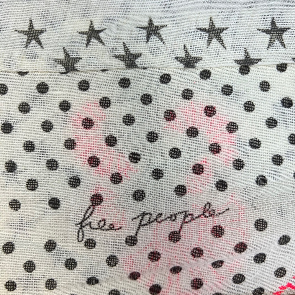Free People Mixed Print Gauze Tote Bag Stars Polka Dot Pink Floral Cream Shopper - Picture 3 of 3
